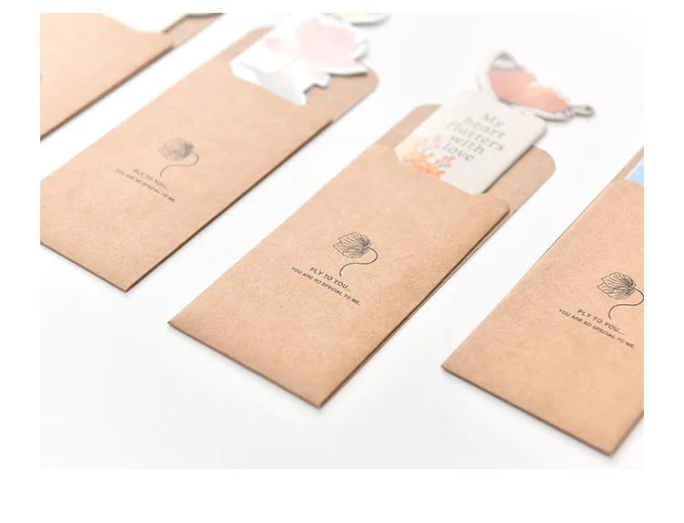Butterfly design paper bookmark measuring 13.5 by 5.5 centimetres with colourful Japanese and South Korean stationery style
