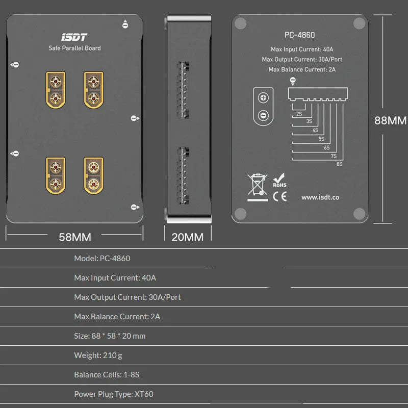 Astor brand grey parallel charging board for RC helicopter battery management