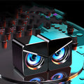Black and white USB desktop computer speakers with 3.5mm jack connection
