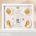 Modern baby hand and foot print anniversary photo frame in black, pink or white colour options