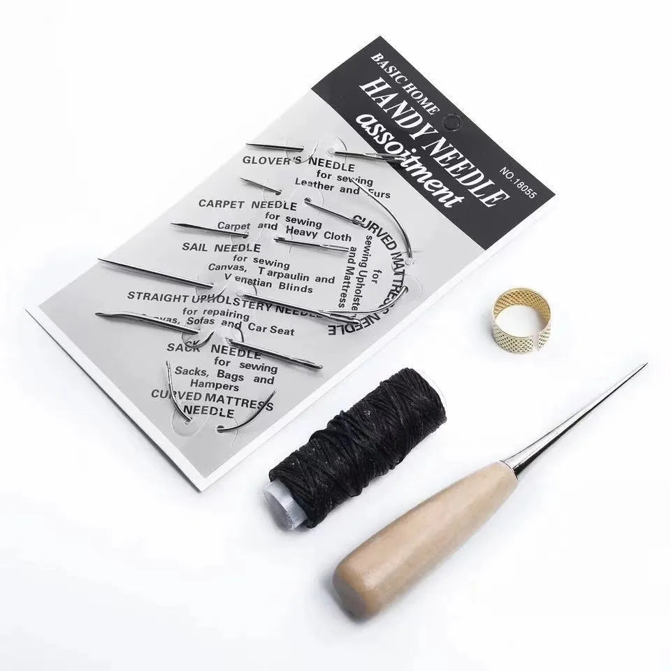 Four-piece leather tool set with alloy steel hand-stitching and carving tools