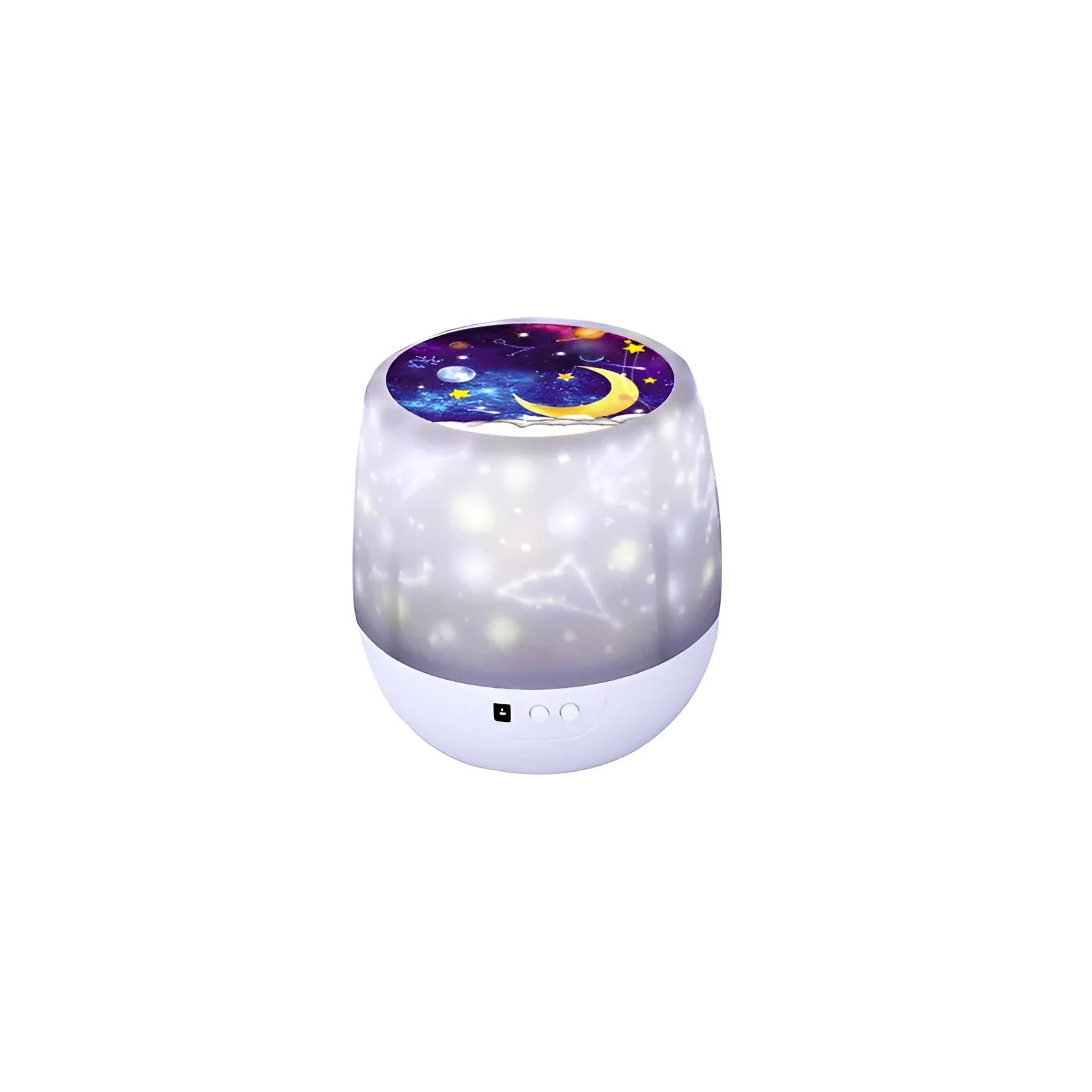 Pruixin rotating projector night light showing star patterns on a wall.