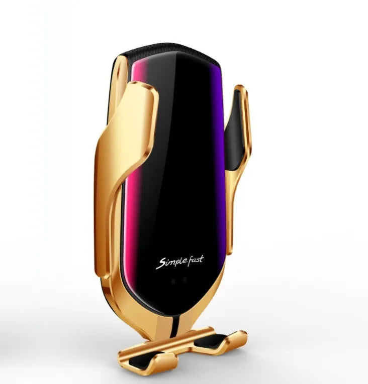 Magic Clip R1 automatic wireless charging car phone holder in gold and silver colours