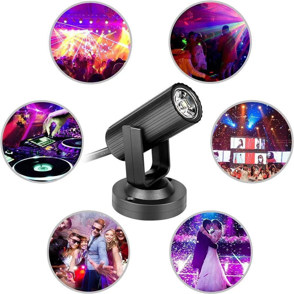 Black plastic 1W RGBW LED stage lighting pinspot beam spotlight with single white LED