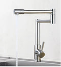 Stainless steel kitchen tap with rotating spout and dual hot and cold water controls