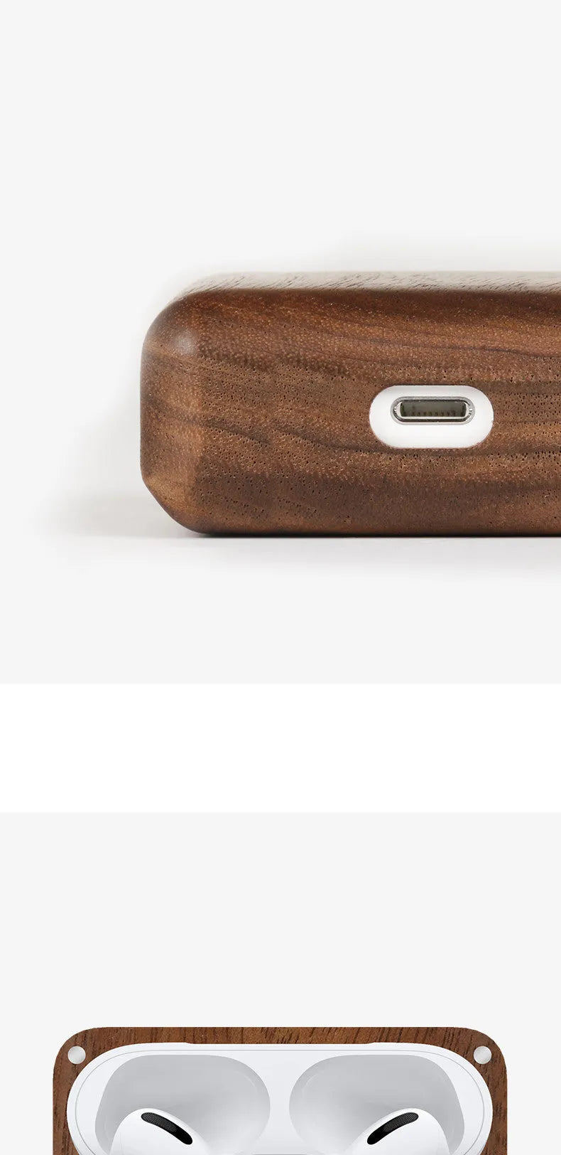 LZL W1-1 wireless Bluetooth earphones with a solid wood protective case in a choice of natural wood finishes.