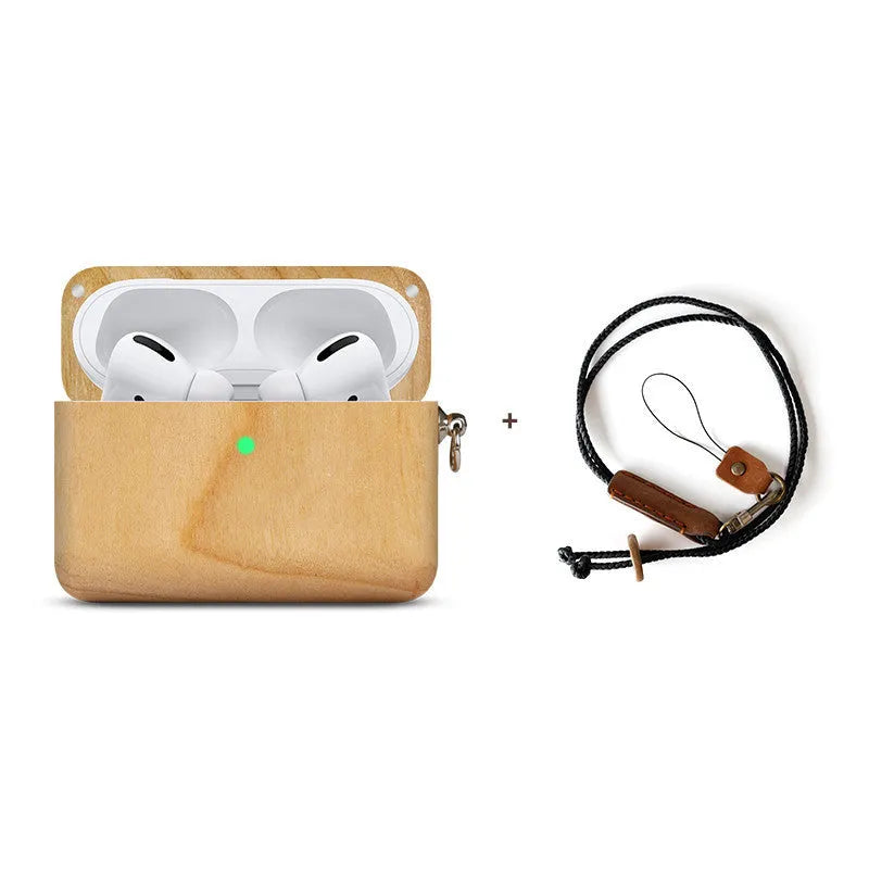 LZL W1-1 wireless Bluetooth earphones with a solid wood protective case in a choice of natural wood finishes.