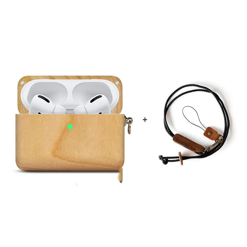 LZL W1-1 wireless Bluetooth earphones with a solid wood protective case in a choice of natural wood finishes.