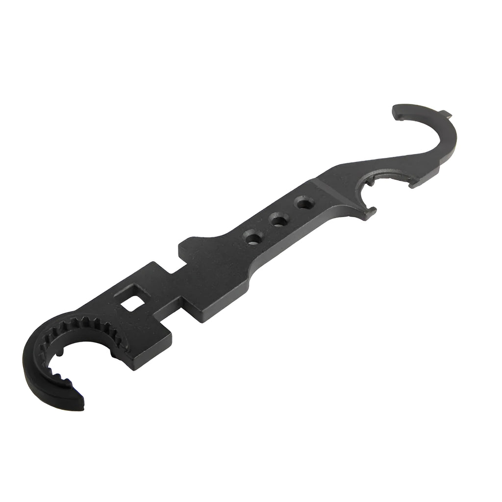 Black AR15 M4 combination wrench with dual-purpose design for firearm maintenance