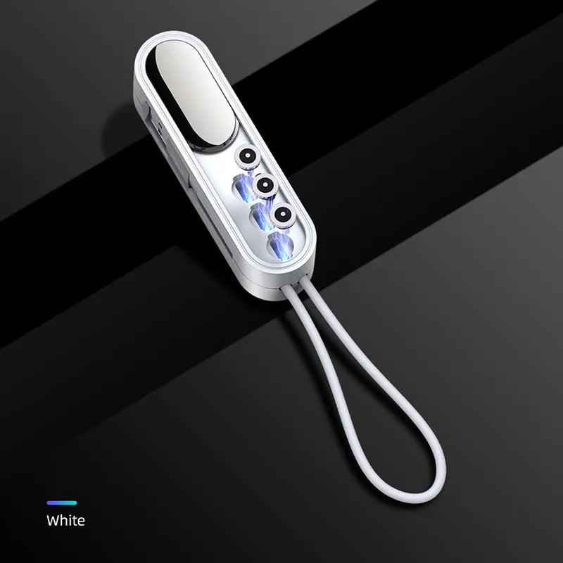 Three-in-one telescopic data cable extended to 0.35 metres with Apple, Micro USB and USB-C connectors