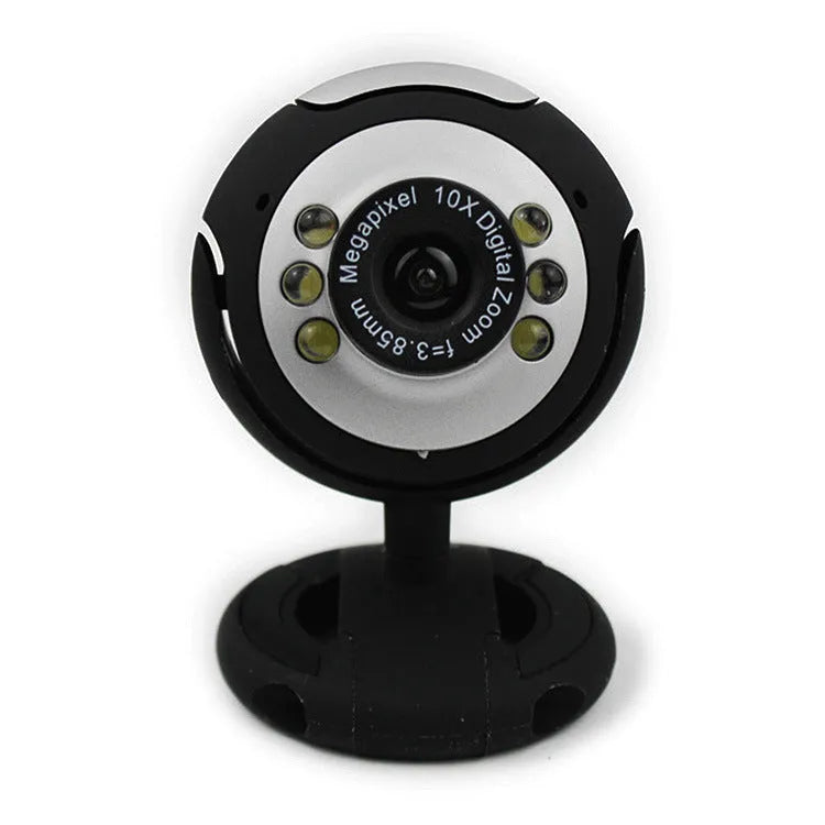USB webcam with six LED lights around the lens, for video calls on a laptop or desktop PC