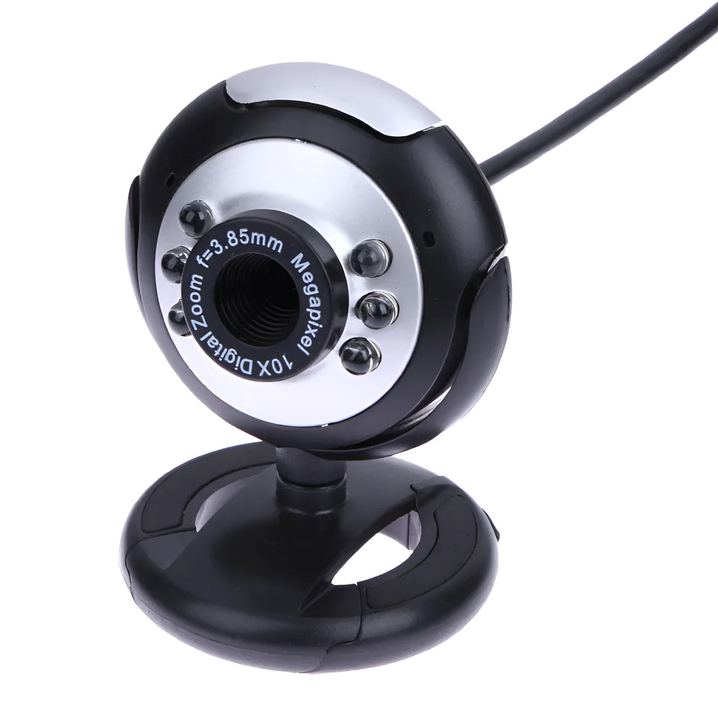 USB webcam with six LED lights around the lens, for video calls on a laptop or desktop PC