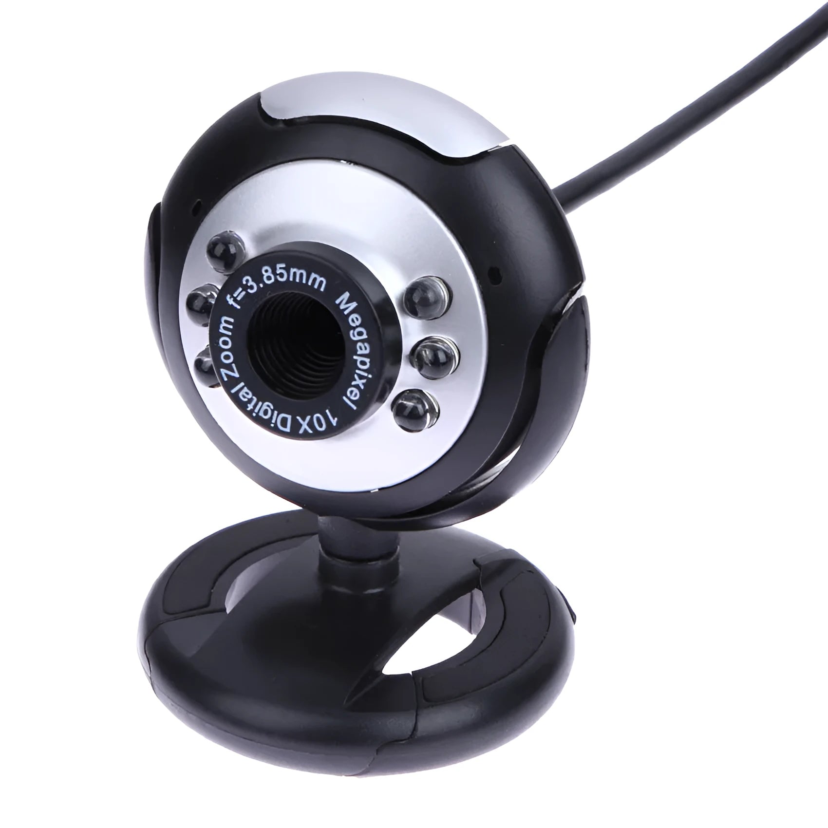 USB webcam with six LED lights around the lens, for video calls on a laptop or desktop PC