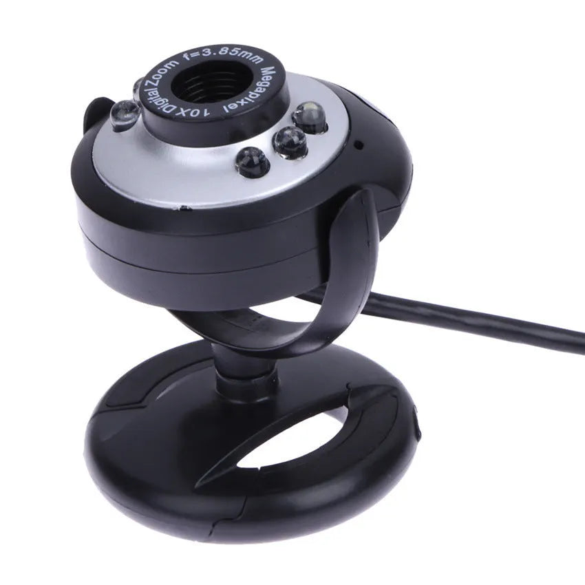 USB webcam with six LED lights around the lens, for video calls on a laptop or desktop PC