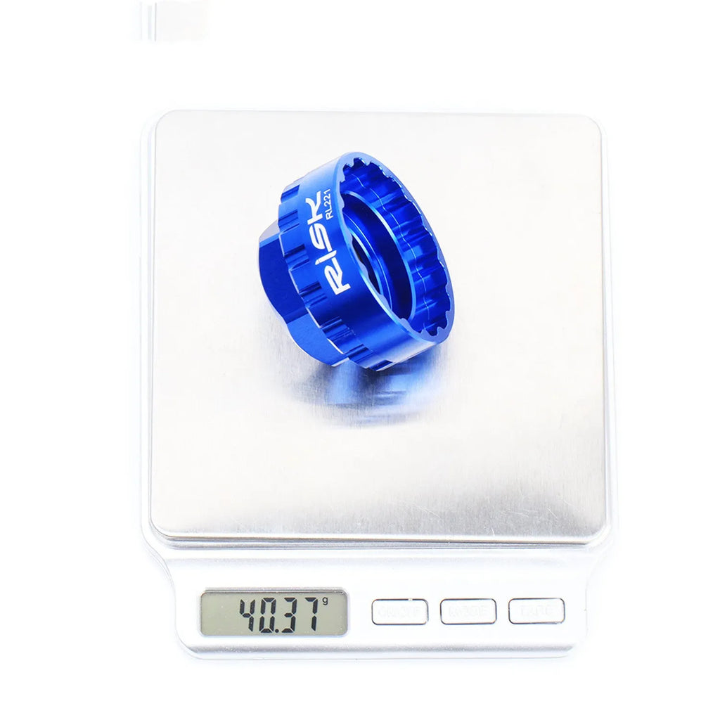 Blue aluminium alloy 12-speed direct mount disc brake removal tool for bicycle workshop use