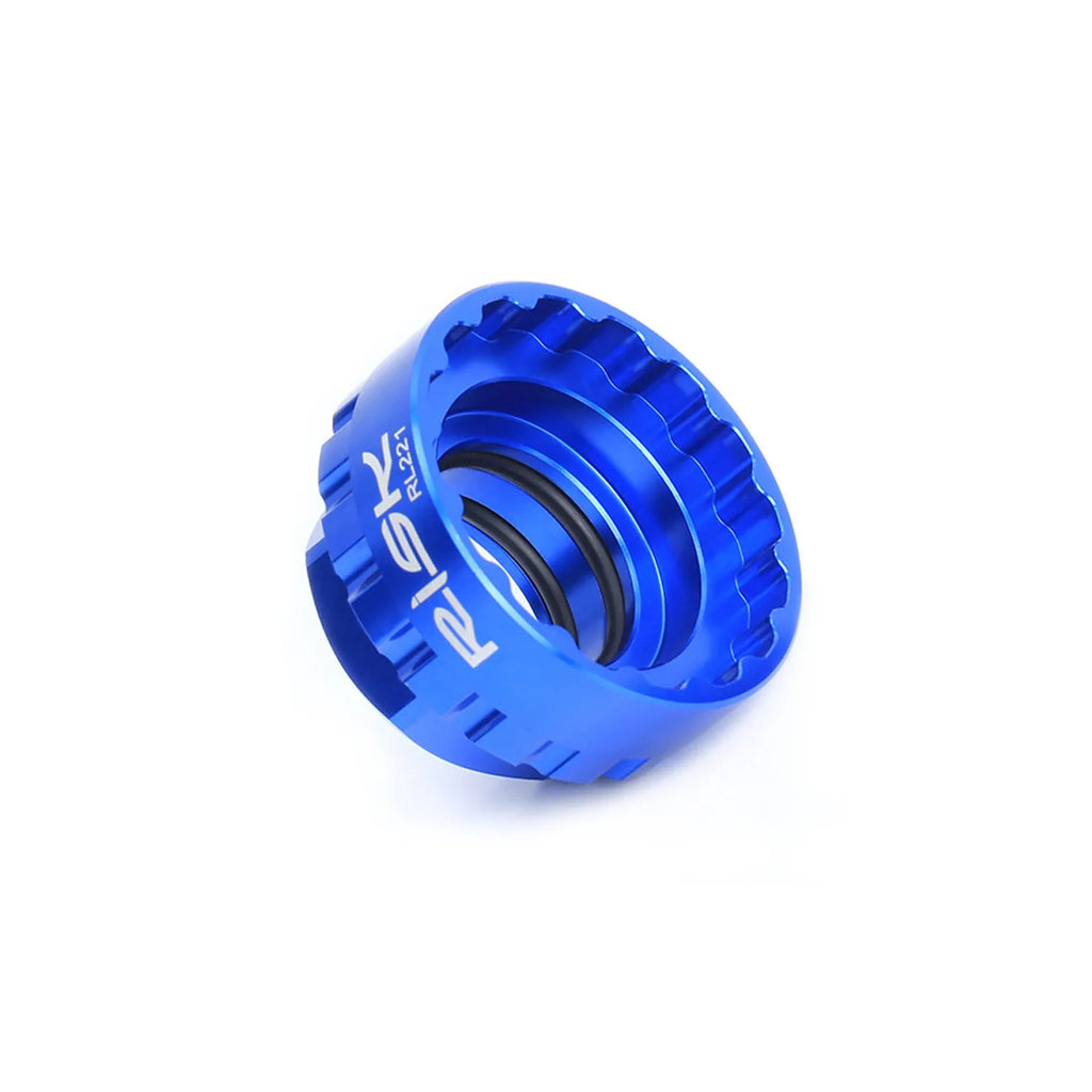 Blue aluminium alloy 12-speed direct mount disc brake removal tool for bicycle workshop use