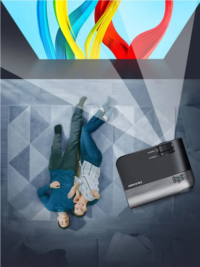 Compact portable WiFi projector with lens and control buttons for wireless mobile phone projection