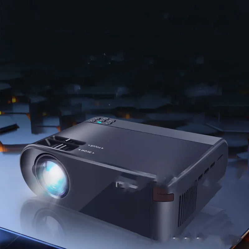 Compact portable WiFi projector with lens and control buttons for wireless mobile phone projection
