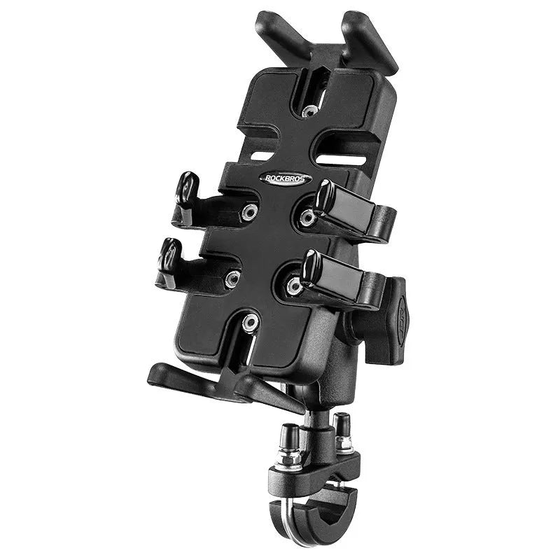 Black nylon motorcycle bicycle phone navigation bracket with U-shaped handlebar mount