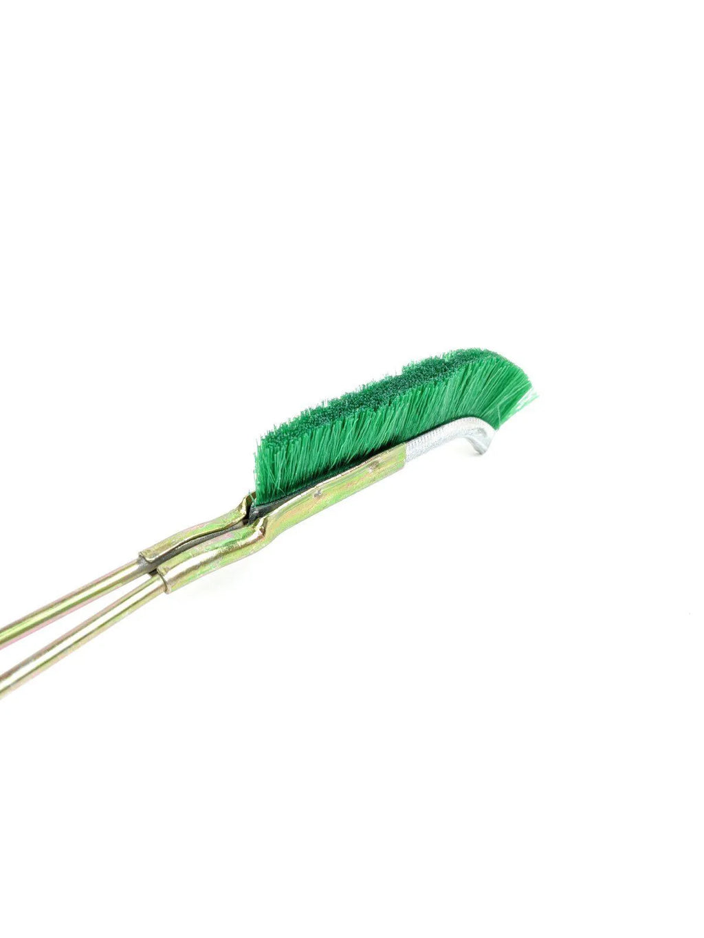 Green mini elbow iron brush with metal handle for rust removal and range hood cleaning