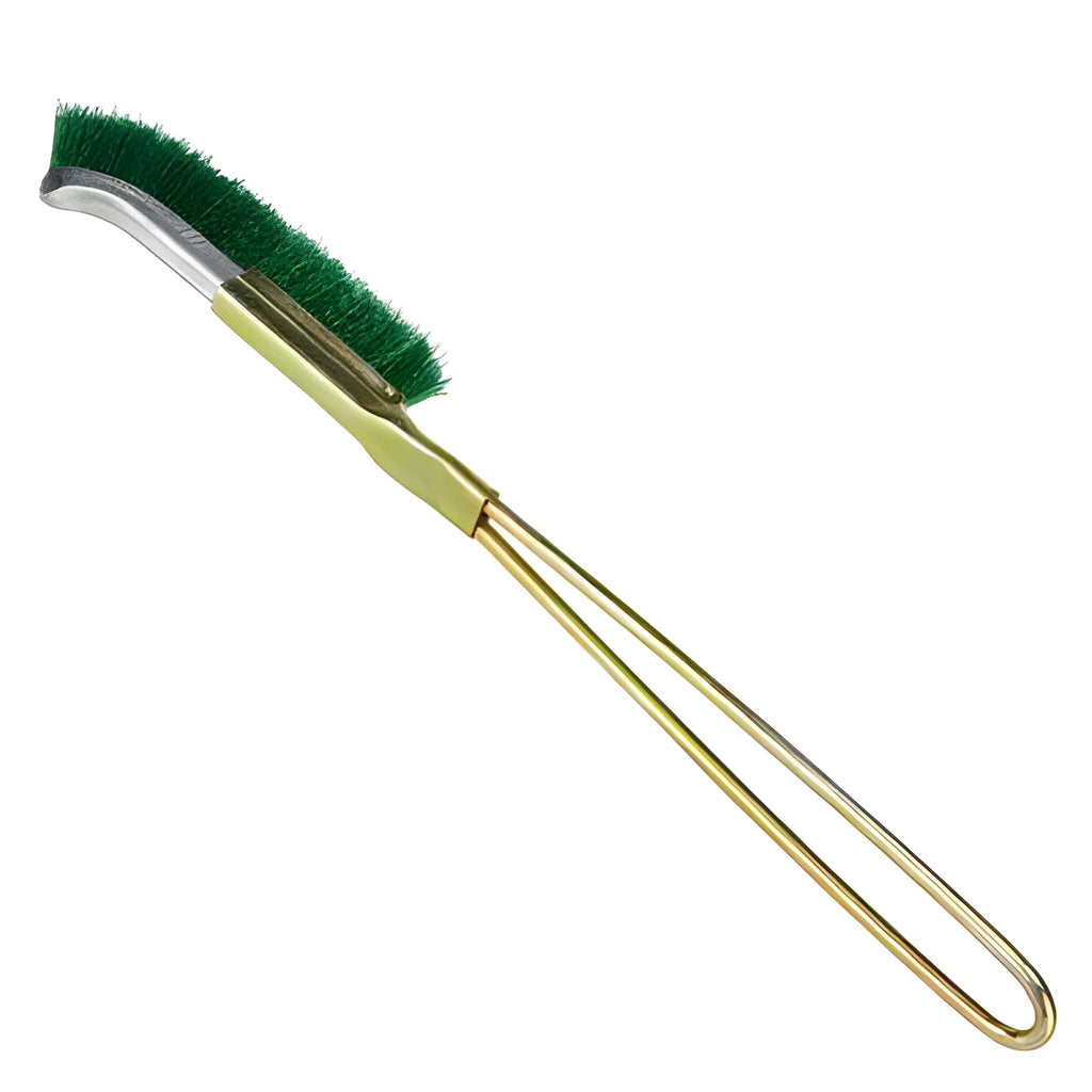 Green mini elbow iron brush with metal handle for rust removal and range hood cleaning