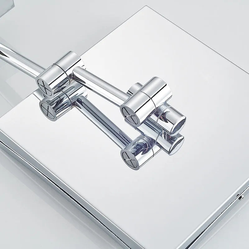 8.5 inch stainless steel folding makeup mirror showing silver mirror lens and portable design