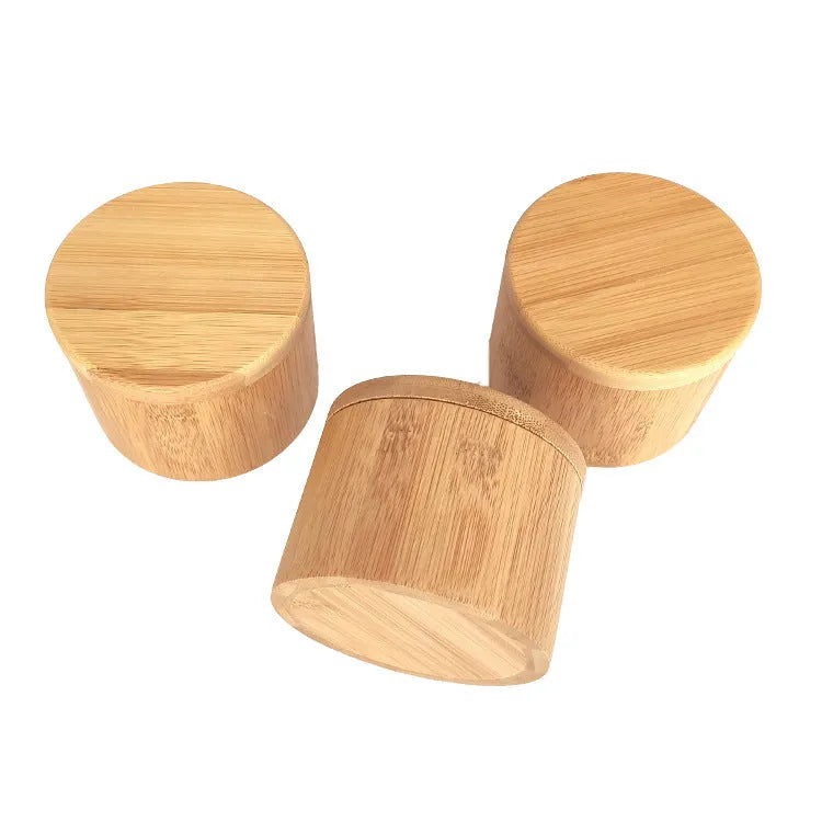 Bamboo seasoning box with spoon, showing single, double round, and pear-shaped compartment options.