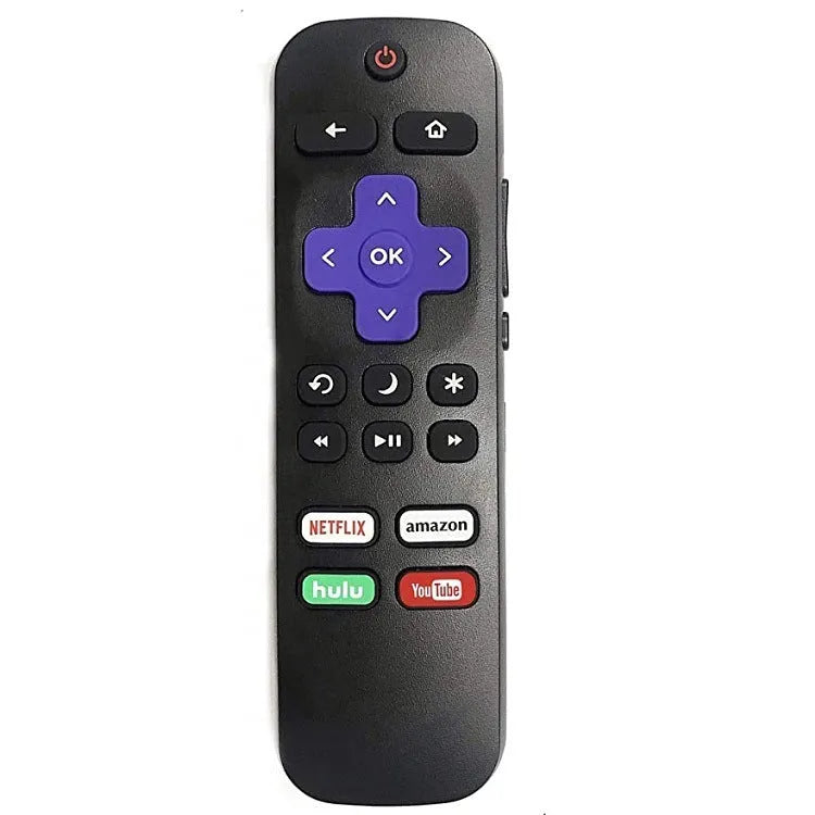 Black Roku TV remote control for Roku Express Premiere with voice command button