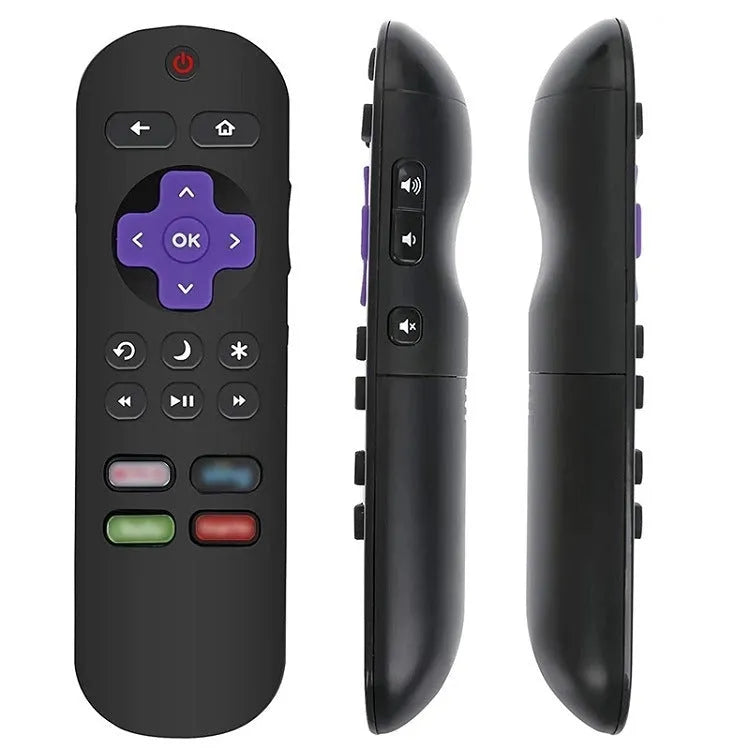 Black Roku TV remote control for Roku Express Premiere with voice command button