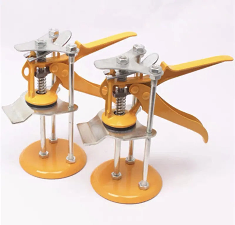 Adjustable height tile raising locator positioner for concrete floor tile installation, metal alloy construction