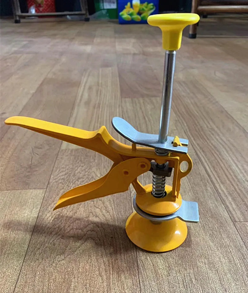 Adjustable height tile raising locator positioner for concrete floor tile installation, metal alloy construction