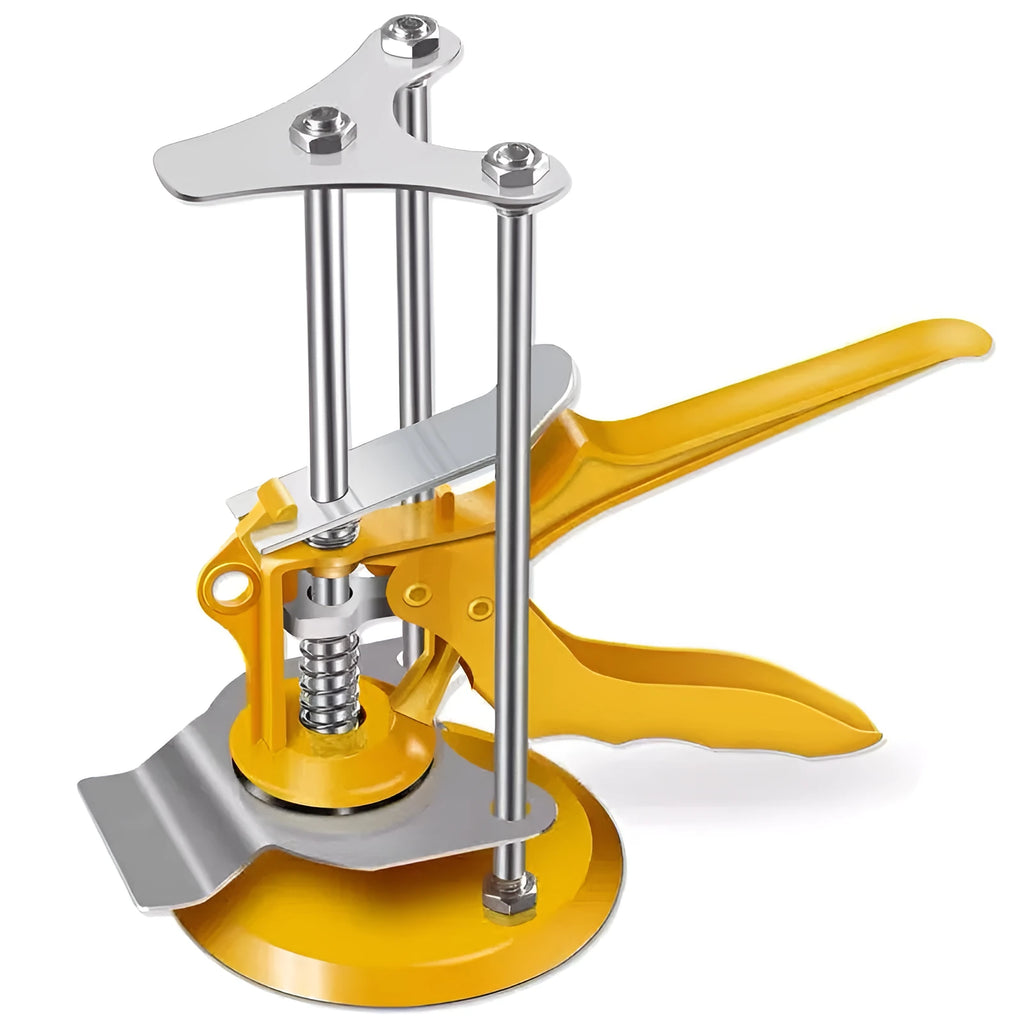 Adjustable height tile raising locator positioner for concrete floor tile installation, metal alloy construction