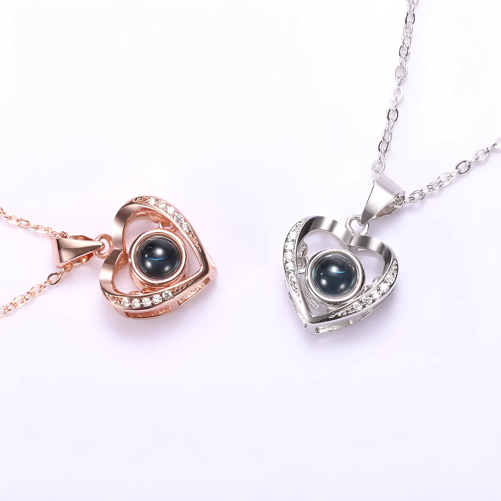 925 silver heart-shaped pendant necklace on cross chain with geometric detail and adjustable length