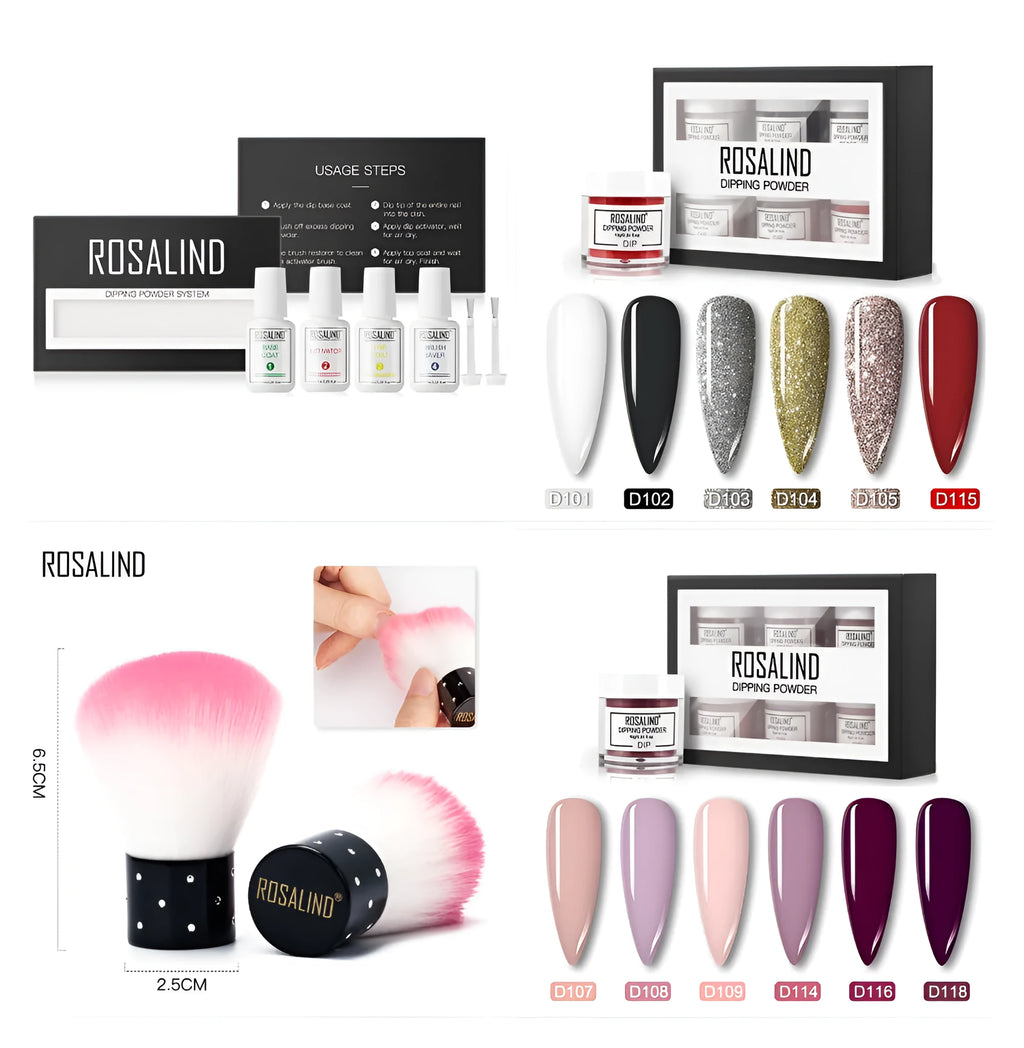 Nail Beauty Set dipping powder kit with 10g infiltration powder pots, activator, and top coat in multiple style options