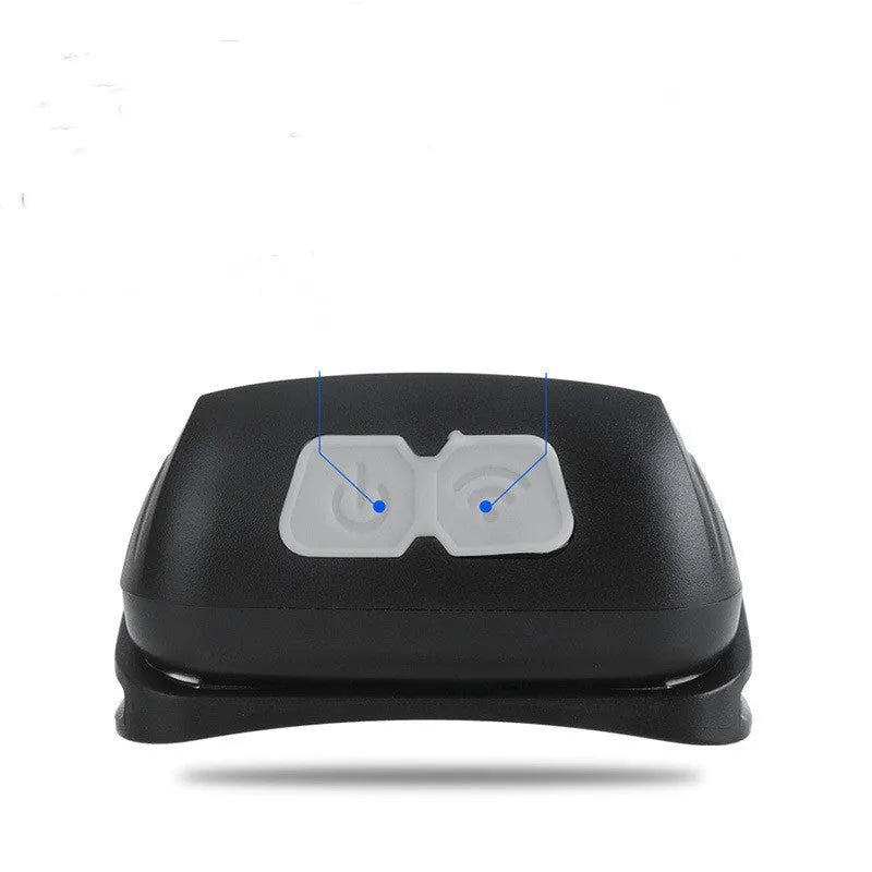 USB rechargeable sensor headlight with white and red LED lights showing motion control sensor