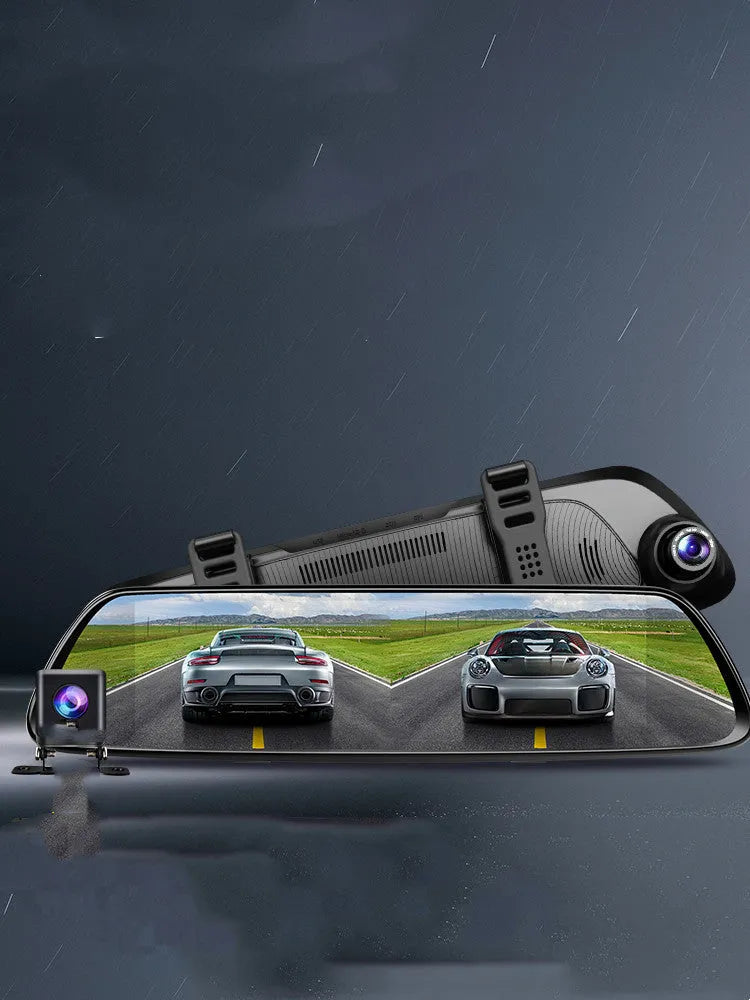 Black 360 driving recorder with dual lenses for front and rear high-definition recording
