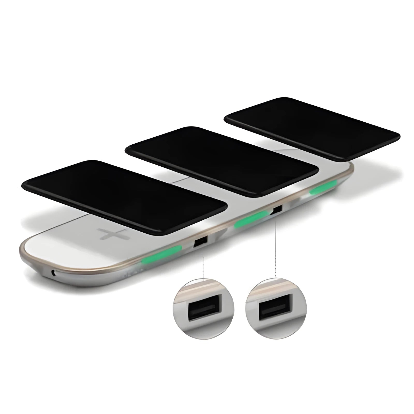 Black 3-in-1 wireless charging station for smartphone, AirPods case and Apple Watch