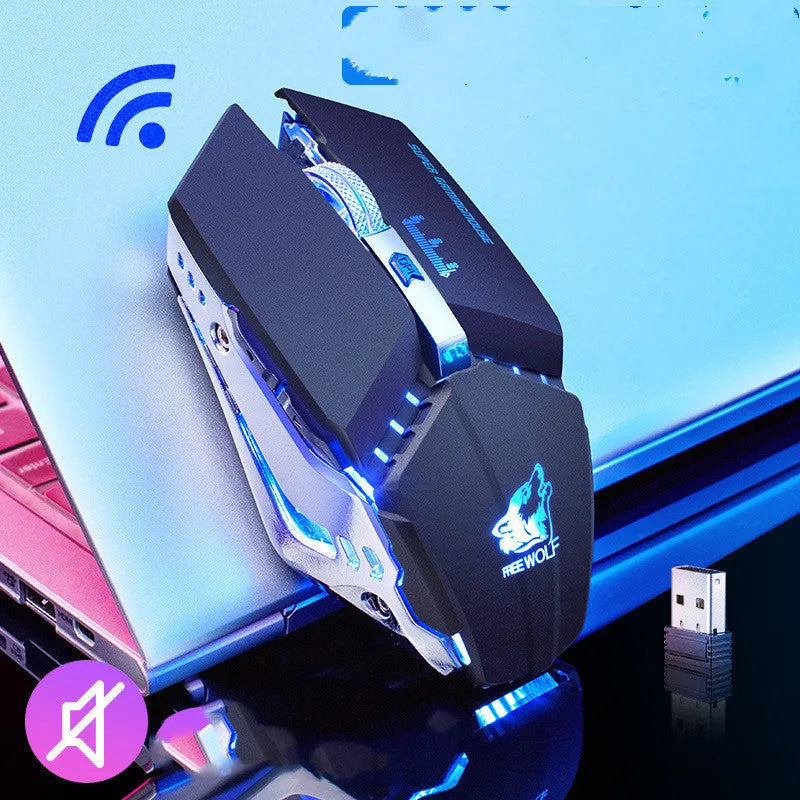Rechargeable wireless gaming mouse with six buttons and adjustable DPI in four colour options