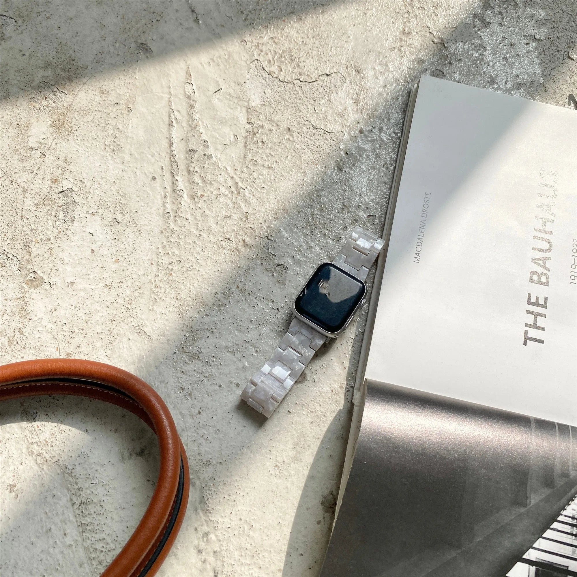 White shell pattern environmentally friendly resin strap for Apple Watch Series 1-5