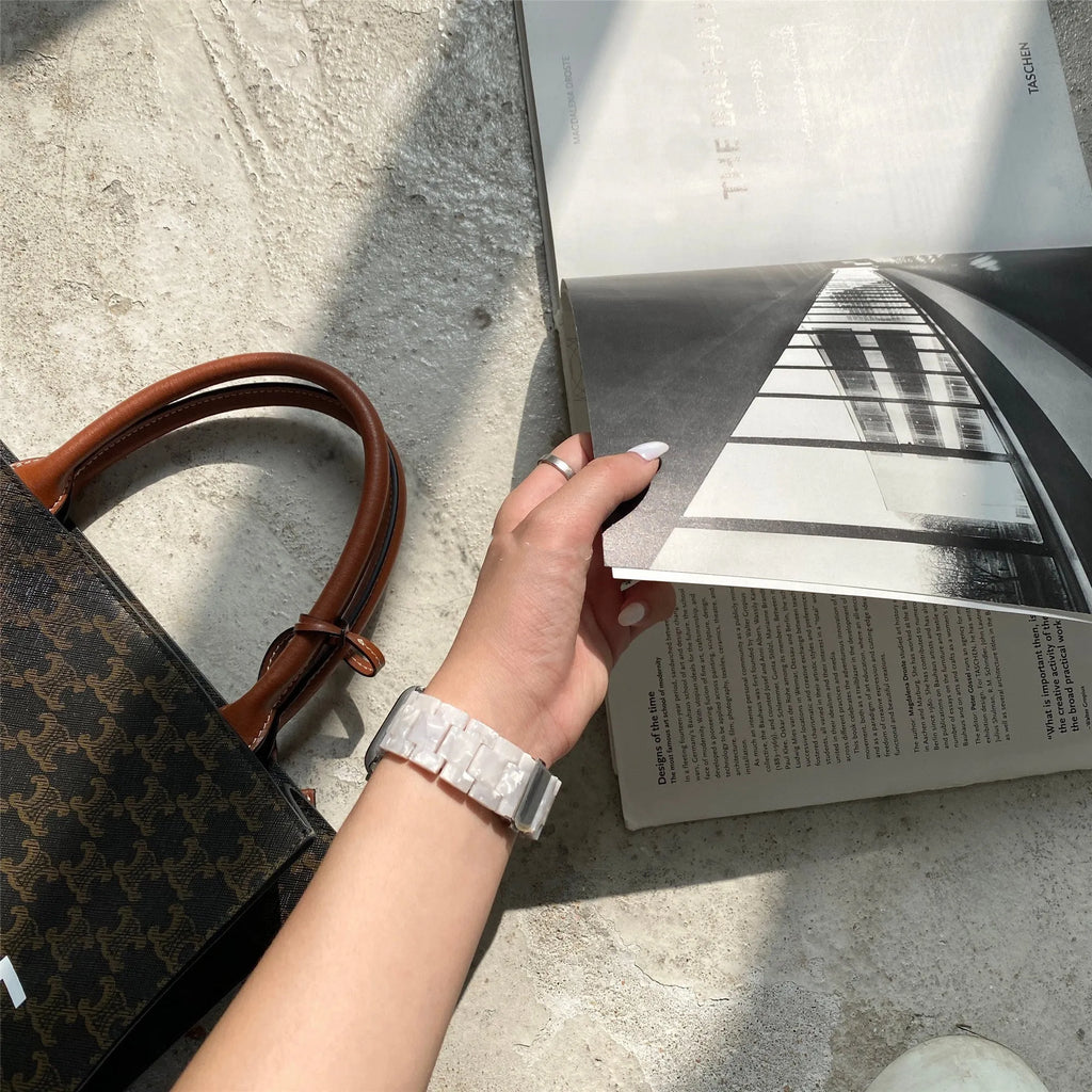 White shell pattern environmentally friendly resin strap for Apple Watch Series 1-5