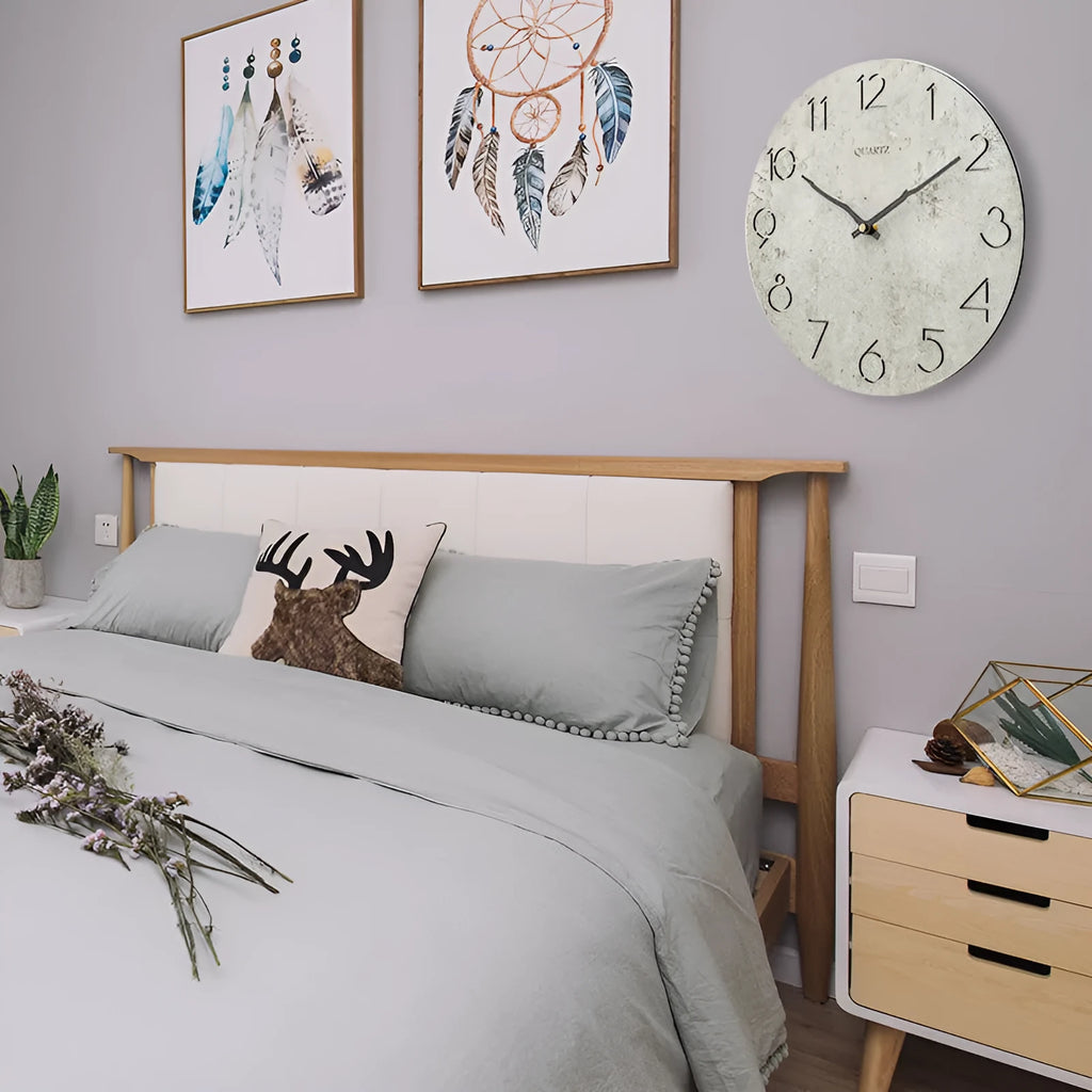 Grey European style modern wall clock for living room decoration