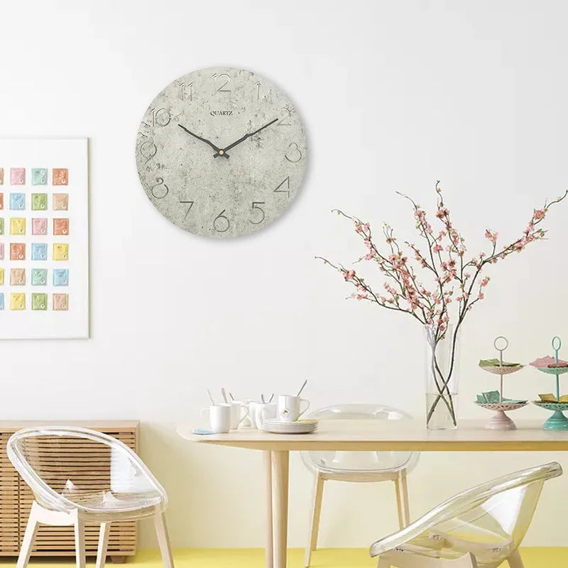 Grey European style modern wall clock for living room decoration