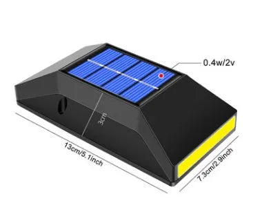 Solar powered outdoor wall light with 6 LEDs for staircase illumination