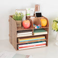 Korean-style wooden storage box with four tiers and 16 compartments for desk organisation