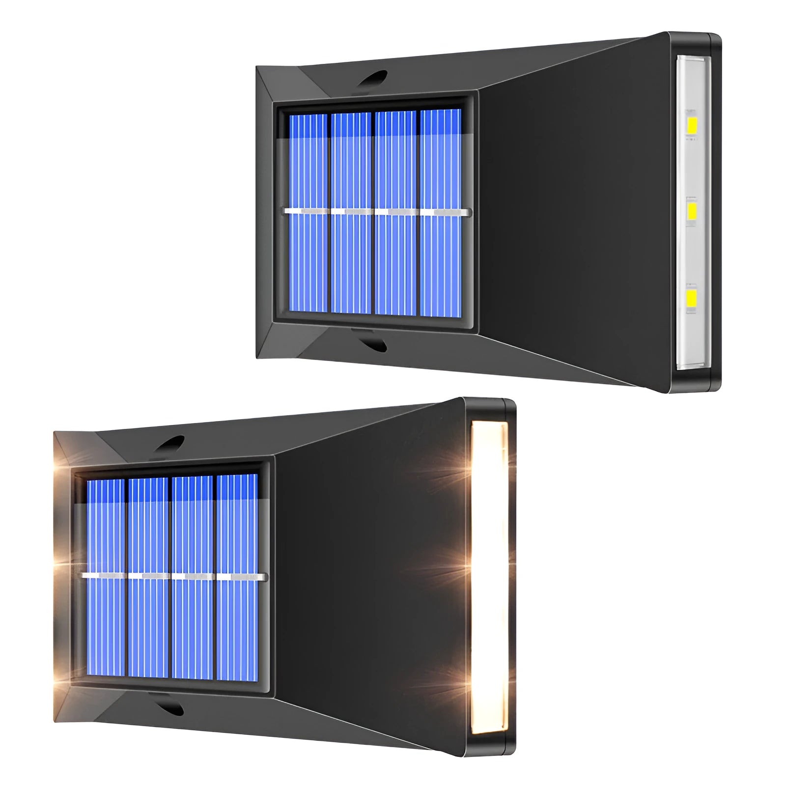 Solar powered outdoor wall light with 6 LEDs for staircase illumination