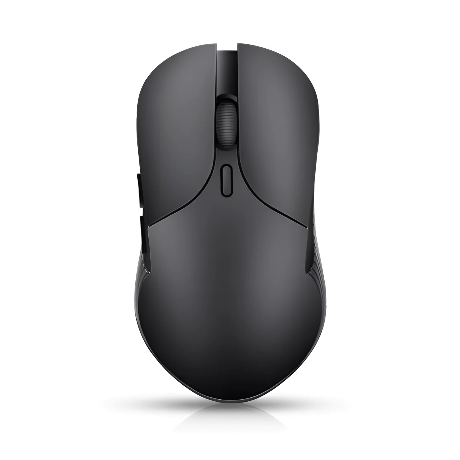 Blue A12 wireless voice translation mouse with USB receiver on a white desk.