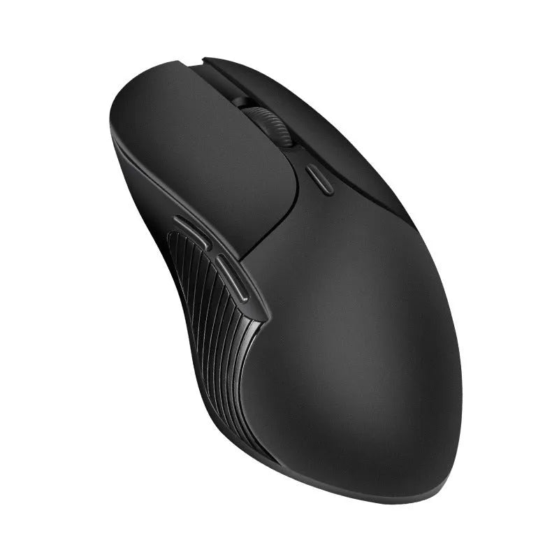Blue A12 wireless voice translation mouse with USB receiver on a white desk.