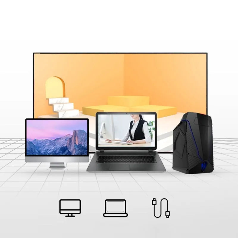 Blue A12 wireless voice translation mouse with USB receiver on a white desk.