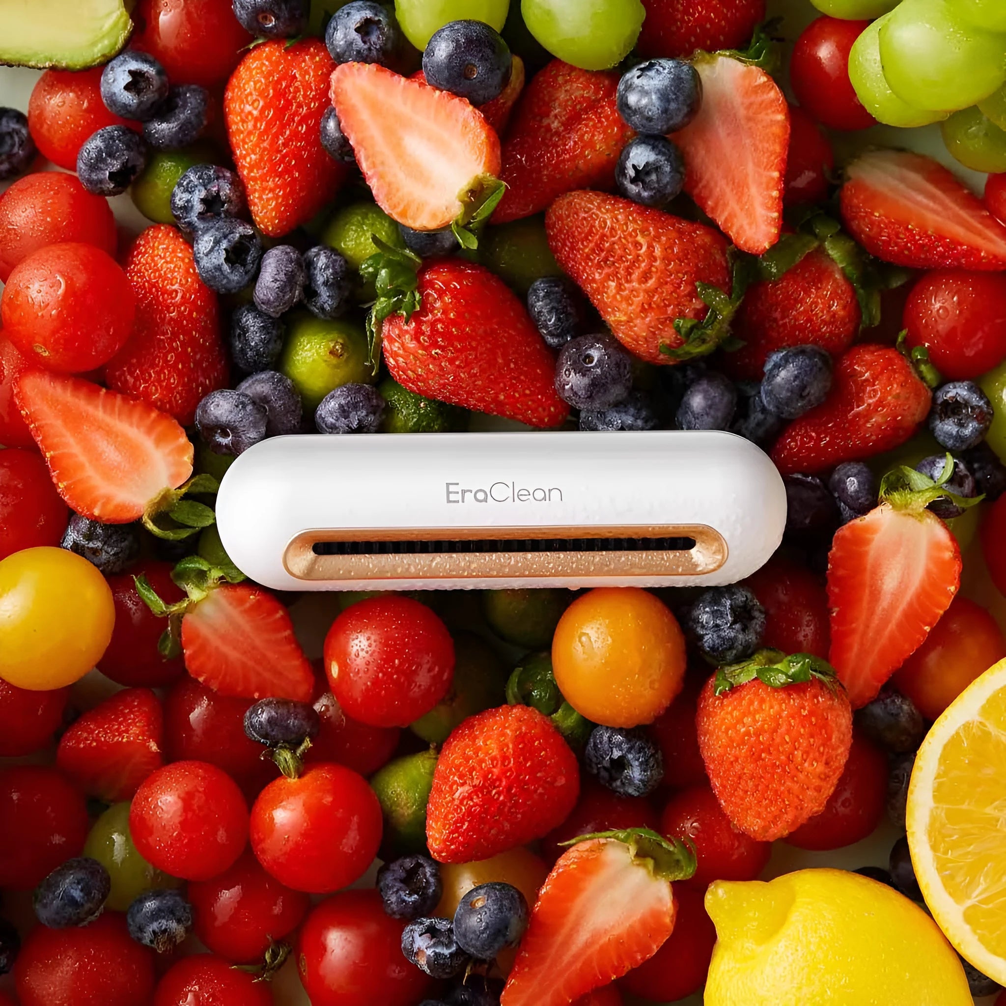 Rose gold coloured USB-powered refrigerator and car deodorant steriliser air purifier unit.