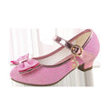 Girls crystal leather shoes with Velcro strap, purple synthetic leather upper